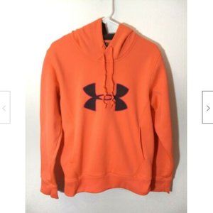Under Armour Women Sz M Coral Orange Hoodie Fleece